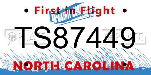 TS87449 North Carolina License Plate