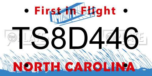 TS8D446 North Carolina License Plate