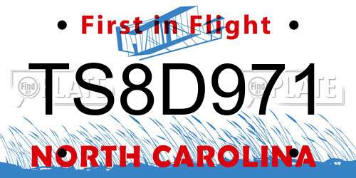 TS8D971 North Carolina License Plate