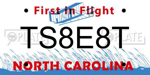 TS8E8T North Carolina License Plate