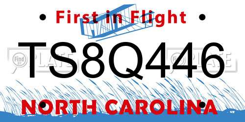 TS8Q446 North Carolina License Plate