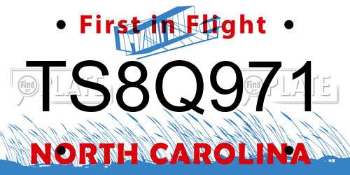 TS8Q971 North Carolina License Plate