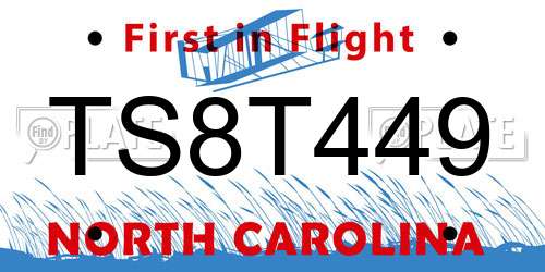 TS8T449 North Carolina License Plate