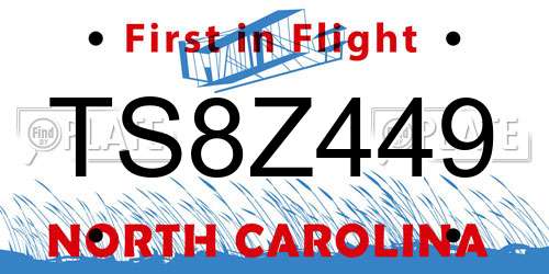TS8Z449 North Carolina License Plate