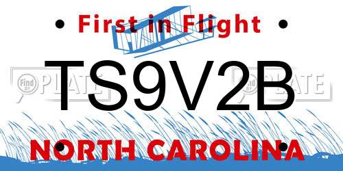TS9V2B North Carolina License Plate