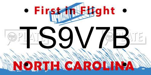TS9V7B North Carolina License Plate