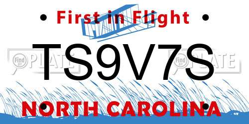TS9V7S North Carolina License Plate