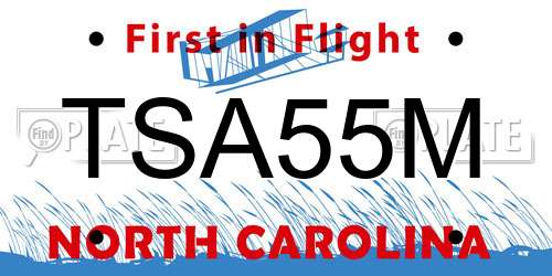 TSA55M North Carolina License Plate