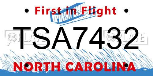 TSA7432 North Carolina License Plate