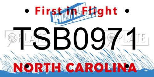 TSB0971 North Carolina License Plate