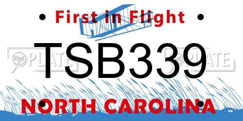 TSB339 North Carolina License Plate
