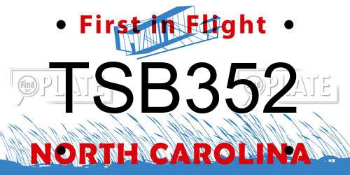 TSB352 North Carolina License Plate