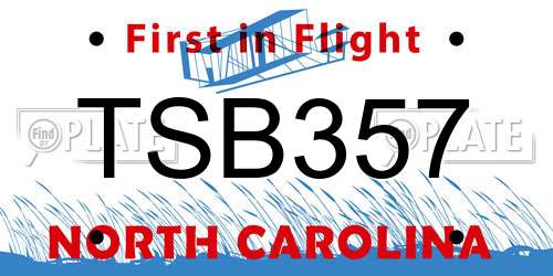 TSB357 North Carolina License Plate