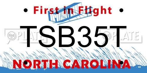 TSB35T North Carolina License Plate