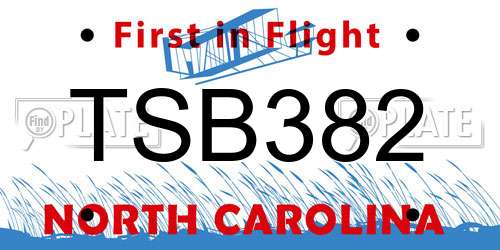 TSB382 North Carolina License Plate