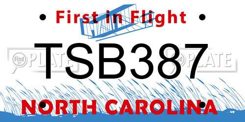 TSB387 North Carolina License Plate