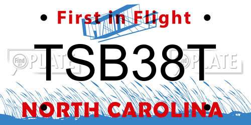 TSB38T North Carolina License Plate
