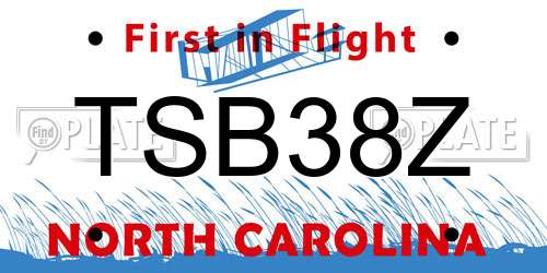 TSB38Z North Carolina License Plate
