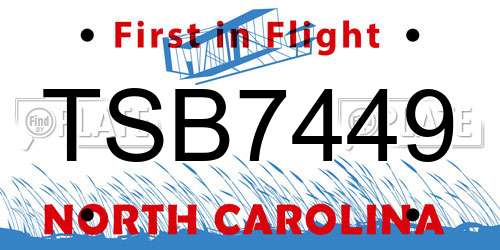 TSB7449 North Carolina License Plate