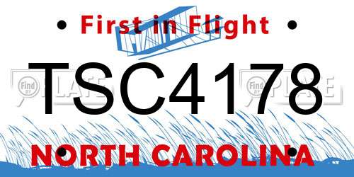 TSC4178 North Carolina License Plate