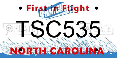 TSC535 North Carolina License Plate