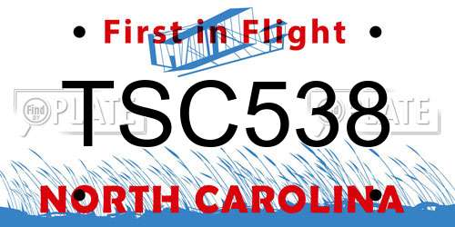TSC538 North Carolina License Plate