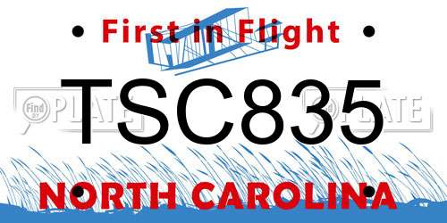 TSC835 North Carolina License Plate