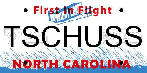 TSCHUSS North Carolina License Plate
