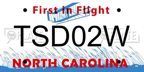 TSD02W North Carolina License Plate