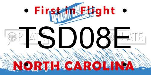 TSD08E North Carolina License Plate