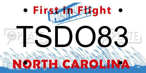 TSDO83 North Carolina License Plate
