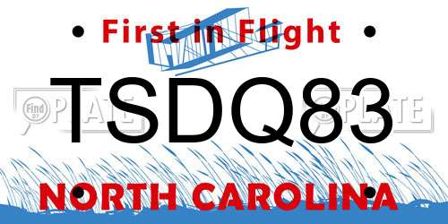 TSDQ83 North Carolina License Plate