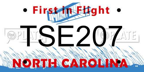 TSE207 North Carolina License Plate