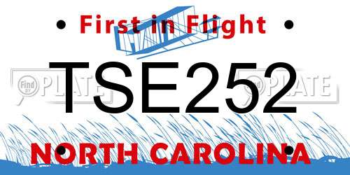 TSE252 North Carolina License Plate