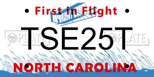 TSE25T North Carolina License Plate