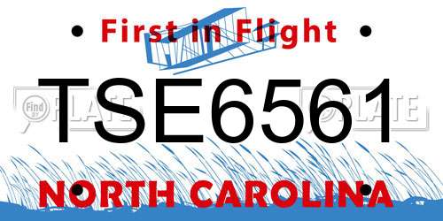 TSE6561 North Carolina License Plate