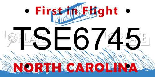 TSE6745 North Carolina License Plate