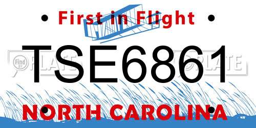 TSE6861 North Carolina License Plate
