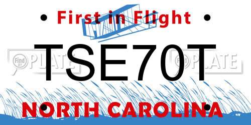 TSE70T North Carolina License Plate