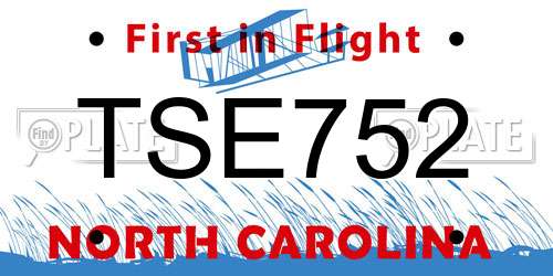 TSE752 North Carolina License Plate