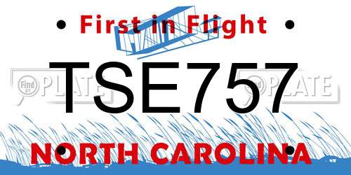 TSE757 North Carolina License Plate