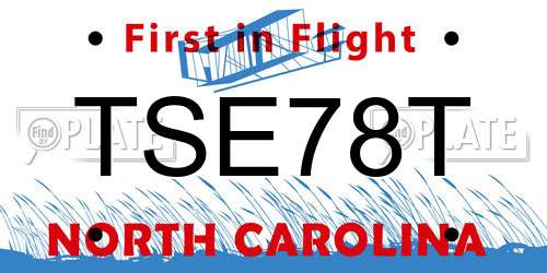 TSE78T North Carolina License Plate