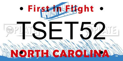 TSET52 North Carolina License Plate
