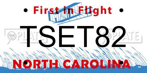 TSET82 North Carolina License Plate
