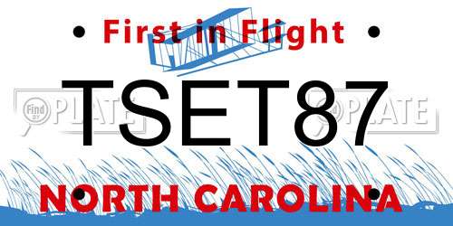 TSET87 North Carolina License Plate