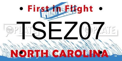 TSEZ07 North Carolina License Plate