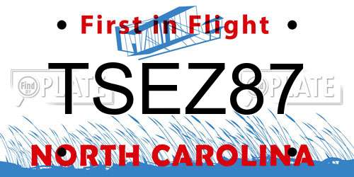 TSEZ87 North Carolina License Plate