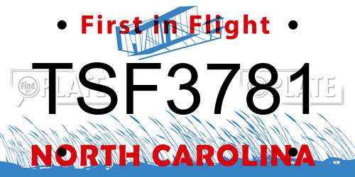 TSF3781 North Carolina License Plate