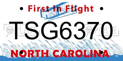 TSG6370 North Carolina License Plate