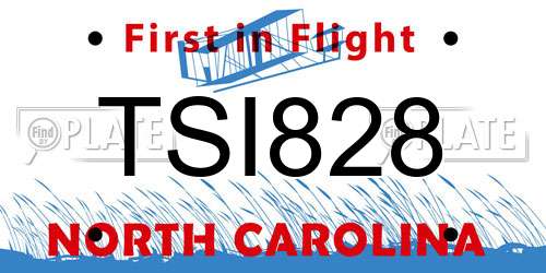 TSI828 North Carolina License Plate